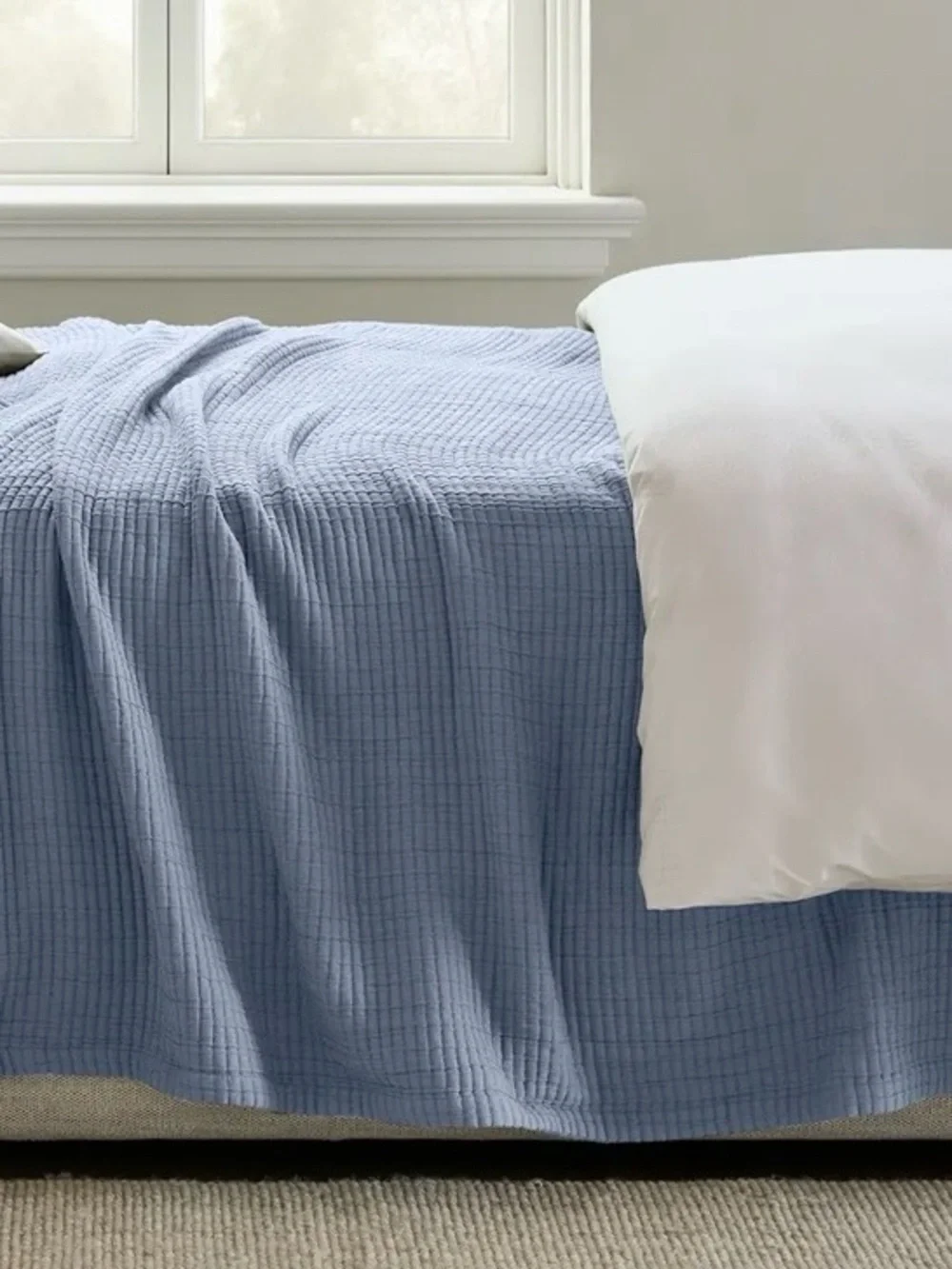 NWT Quince Organic Ribbed Cotton Coverlet, King/Cal (Mineral)
